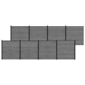 vidaXL Set ograde 1391 x 186 cm WPC i aluminij Siva