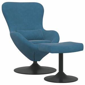 vidaXL Jaja Stolica s Pufom with Footstool Plava Bar&scaron;un