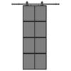 vidaXL Klizna vrata s priborom crna 76 x 205 cm kaljeno staklo