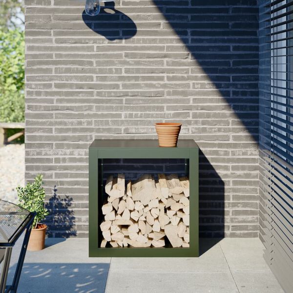 vidaXL Stalak za drva za ogrjev zeleni 60 x 40 x 60 cm čelični