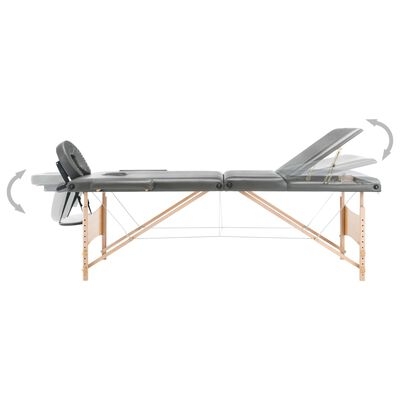 vidaXL Stol za masažu s 3 zone i drvenim okvirom antracit 186 x 68 cm