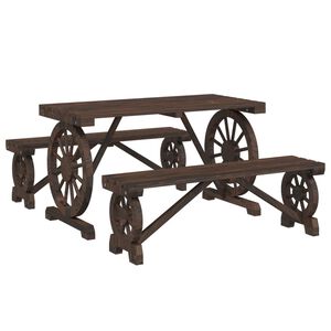 vidaXL 3-dijelni vrtni blagovaonski set od masivne jelovine