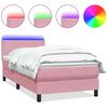vidaXL Box Spring krevet s madracem i LED ružičasti 120x220 cm samt