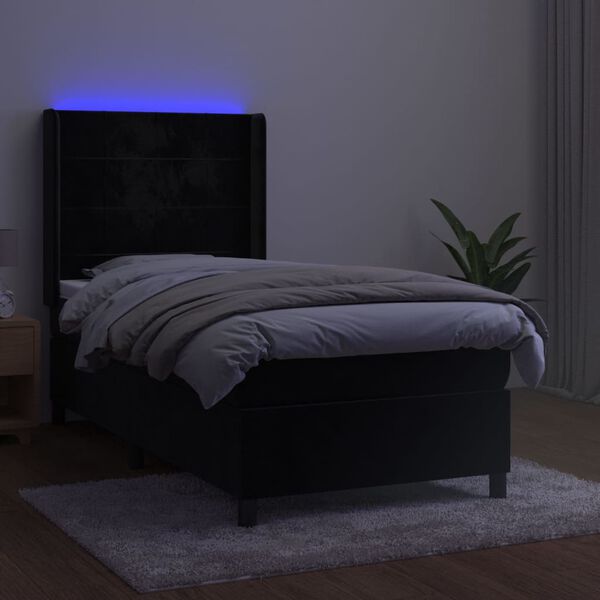 vidaXL Krevet box spring s madracem LED crni 80 x 200 cm bar&scaron;unasti