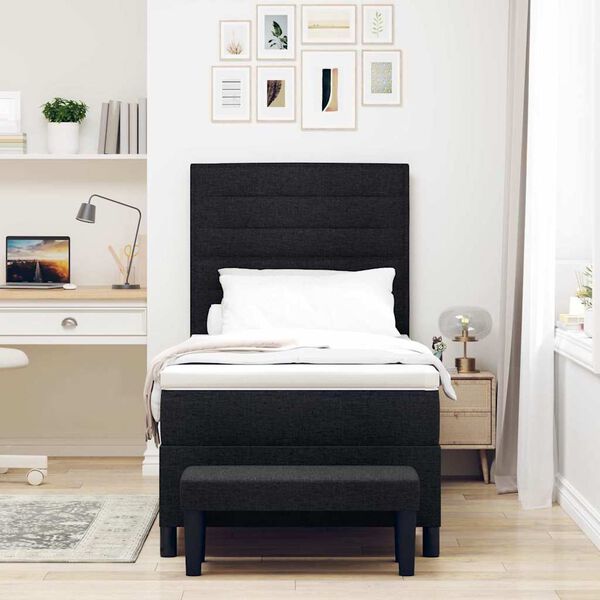 vidaXL Krevet s opruga kutije s madracem Crna 100 x 200 cm tkanina