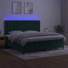 vidaXL Krevet box spring s madracem LED tamnozeleni 200x200 cm bar&scaron;un