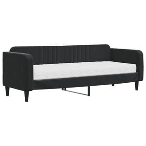 vidaXL Dnevni krevet s madracem crni 80 x 200 cm bar&scaron;unasti