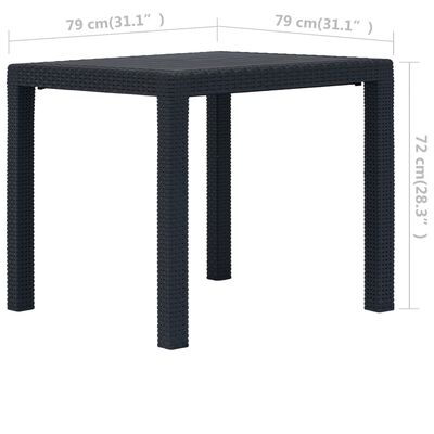 vidaXL Vrtni stol antracit 79 x 79 x 72 cm plastika s izgledom ratana