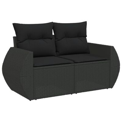 vidaXL 11-dijelni set vrtnih sofa od poliratana s jastucima crni