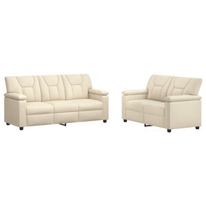vidaXL Set sofe 2 pcs Krem Umjetna koža