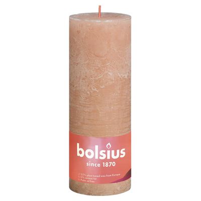Bolsius rustične debele svijeće Shine 4 kom 190x68 mm mutno ružičaste