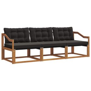 vidaXL Set vanjskih sofa 3 kom. 3-sjedala Prirodna i crna