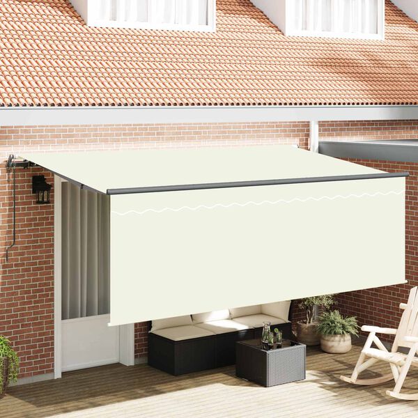 vidaXL Skrovita tenda Krema 350 x 200 cm Poliester i aluminij