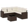 vidaXL 6-dijelni set vrtnih sofa od poliratana s jastucima smeđi