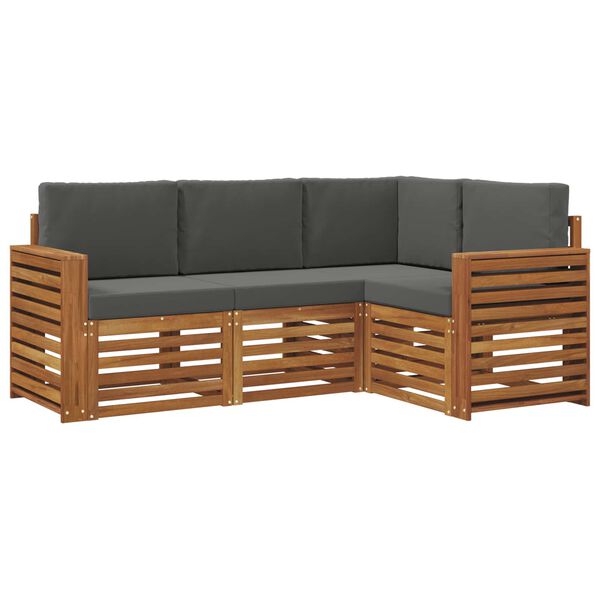 vidaXL Setovi sofa 4 pcs Prirodna i antracit Čvrsto drvo akacije