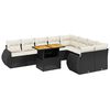 vidaXL 10-dijelni set vrtnih sofa s jastucima crni od poliratana