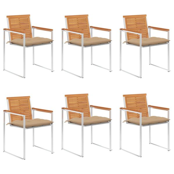 vidaXL Vrtne stolice s jastucima 6 kom od masivnog bagremovog drva