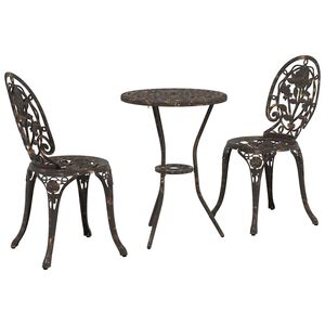vidaXL Bistro set za vrt 3 pcs Bronzana Aluminij
