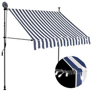 vidaXL Tenda na ručno uvlačenje s LED svjetlima 200 cm plavo-bijela