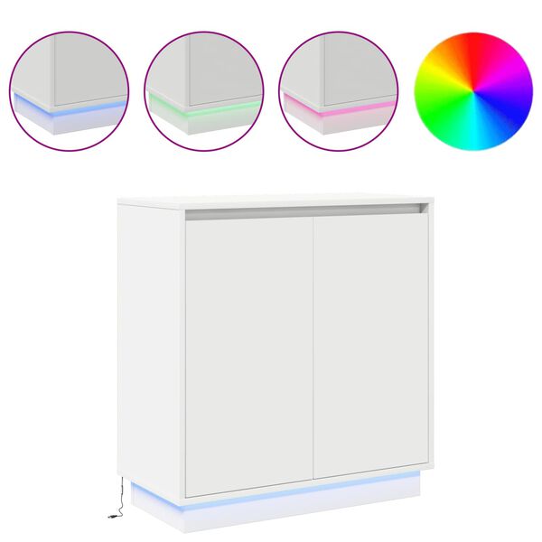 vidaXL LED komoda s policom Bijelo 71 x 34,5 x 75 cm Konstruirano drvo