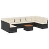 vidaXL 11-dijelni set vrtnih sofa od poliratana s jastucima crni