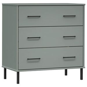vidaXL Komoda s 3 ladice siva 77 x 40 x 79,5 cm od masivnog drva OSLO