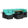 vidaXL 7-dijelni set vrtnih sofa od poliratana s jastucima crni