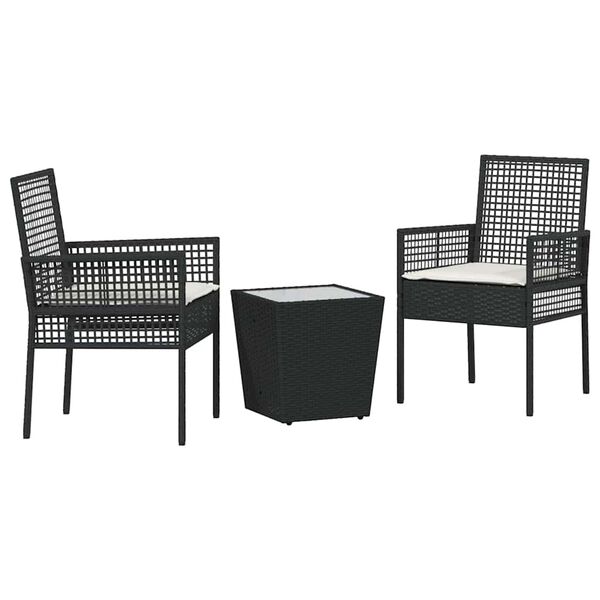 vidaXL Bistro set za vrt 3 pcs Crna poliratan