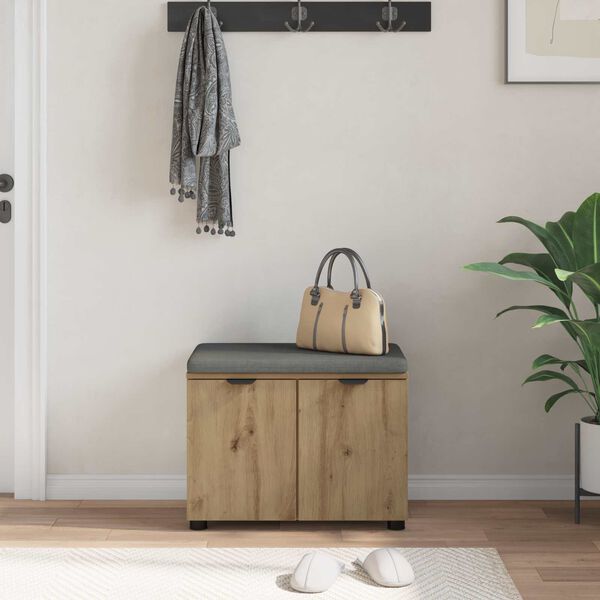 vidaXL Klupa za hodnik s jastukom Umjetnički hrast 60 x 38 x 46 cm