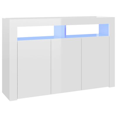 vidaXL Komoda s LED svjetlima visoki sjaj bijela 115,5 x 30 x 75 cm