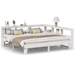 vidaXL Krevet s regalom z knjige bez madraca bijeli 200x200cm borovina