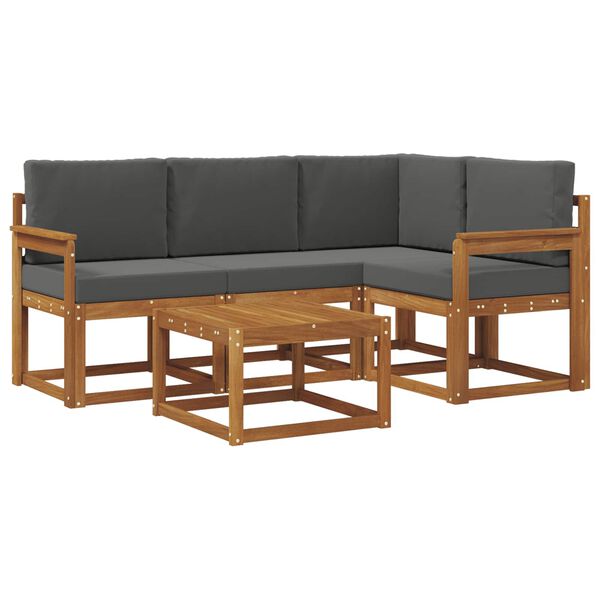 vidaXL Set vanjskih sofa s jastukom 5 pcs Prirodna i antracit