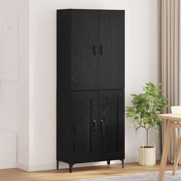 vidaXL Highboard Crni hrast 69,5 x 34 x 180 cm Konstruirano drvo