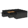 vidaXL 11-dijelni set vrtnih sofa od poliratana s jastucima crni