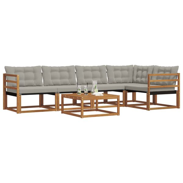 vidaXL Set vanjskih sofa s jastukom 6 pcs Prirodna i svijetlo siva