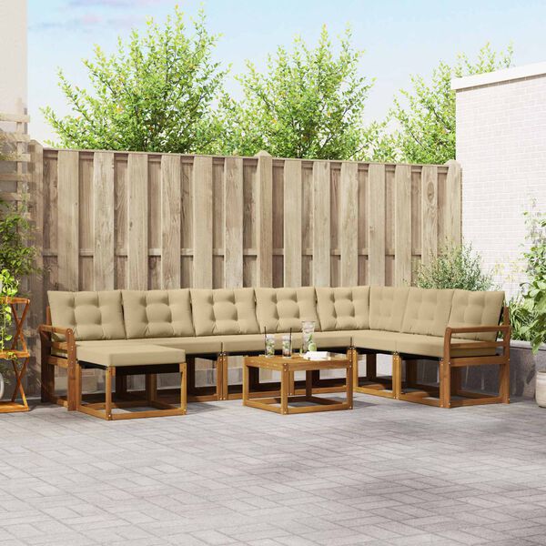 vidaXL Set vanjskih sofa s jastukom 9 pcs Prirodna i bež