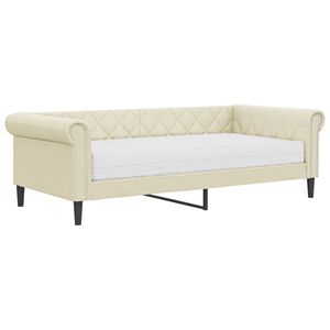 vidaXL Dnevni krevet s madracem krem 90 x 200 cm od umjetne kože