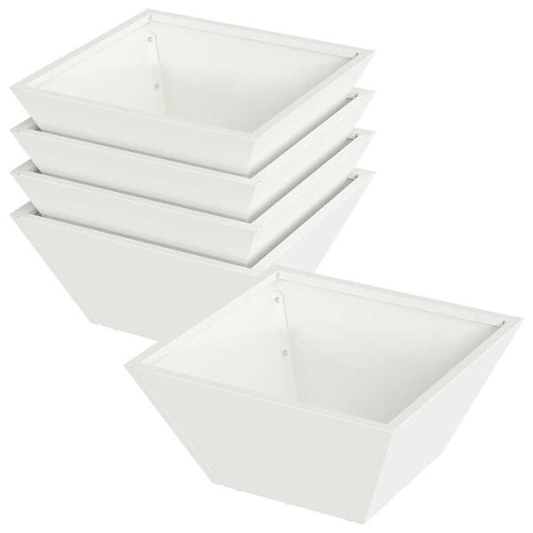 vidaXL Vrtna saksija 5 pcs Bijelo 35 x 35 x 15 cm Čelična vrata