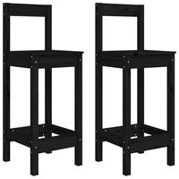 vidaXL Barske stolice 2 kom crne 40x41,5x112 cm od masivne borovine