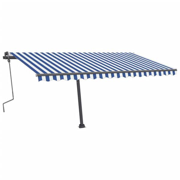 vidaXL Tenda na ručno uvlačenje s LED svjetlom 400x300 cm plavo-bijela