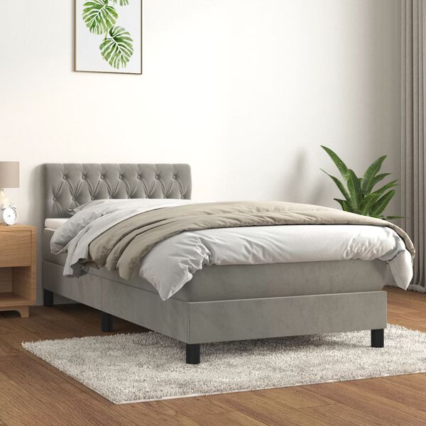 vidaXL Box spring krevet s madracem svjetlosivi 100x200 cm bar&scaron;unasti