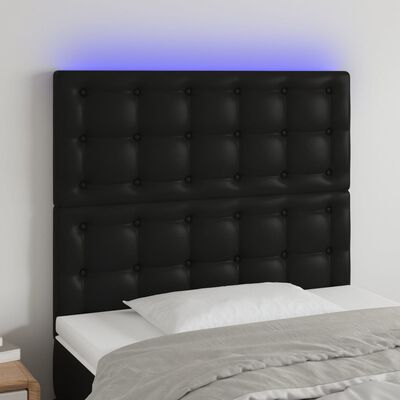 vidaXL LED uzglavlje crno 90x5x118/128 cm od umjetne kože