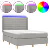 vidaXL Krevet box spring s madracem LED svjetlosivi 140x190 cm tkanina
