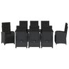 vidaXL Vrtni set za objed s jastukom 9 pcs Crna poliratan