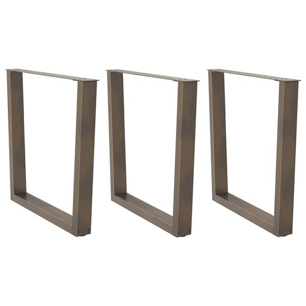 vidaXL Noge za blagovaonski stol V-oblik 3 kom Prirodni čelik 80 x (72-73,3) cm Čelik
