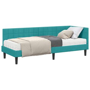 vidaXL Kutni krevetni okvir s madracem 2 kom. Tirkizna 80 x 200 cm