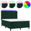 vidaXL Krevet box spring s madracem LED tamnozeleni 140x190 cm bar&scaron;un