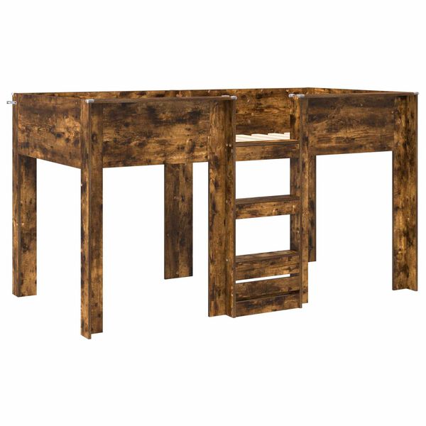 vidaXL Krevet na kat za djecu s madracem Dimljeni hrast 100 x 200 cm