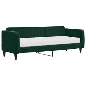 vidaXL Dnevni krevet s madracem tamnozeleni 80 x 200 cm bar&scaron;unasti