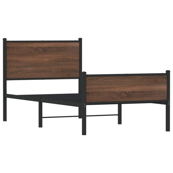 vidaXL Metalni okvir kreveta bez madraca smeđi hrast 75x190 cm